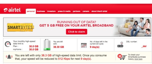 How to Check Airtel Broadband Internet Data Usage